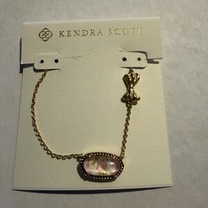 Kendra Scott x Loveshackfancy Gold necklace  with Iridescent Pink Stone flowers